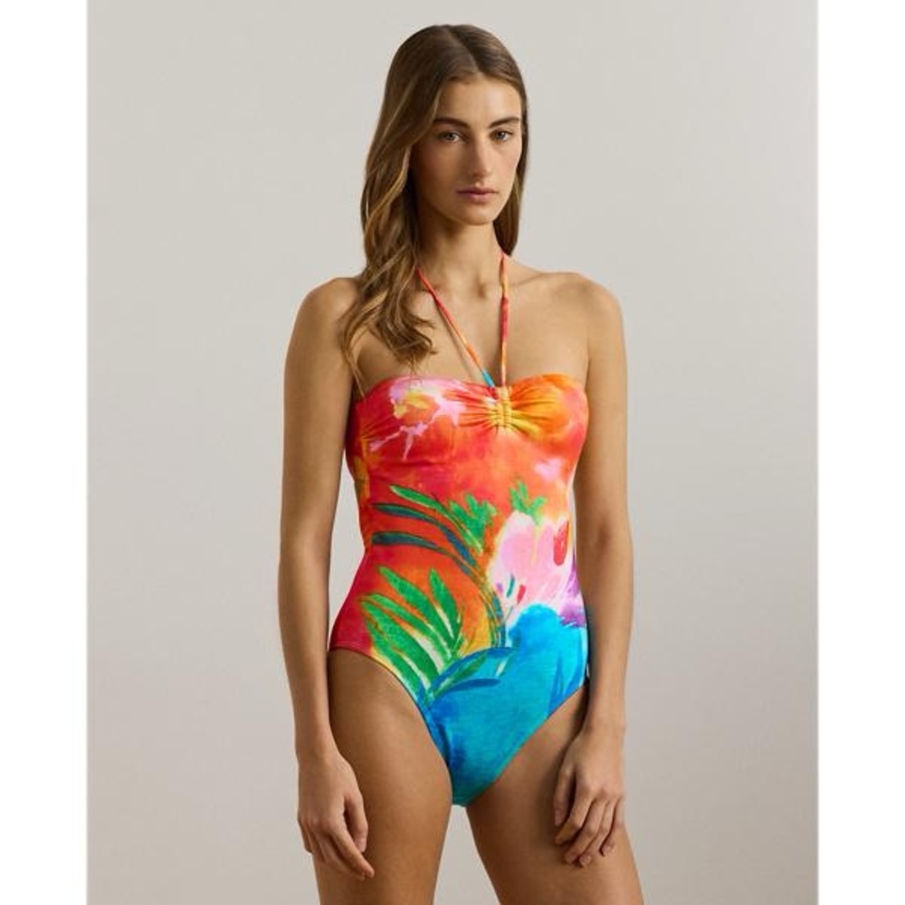 NWT Lauren Ralph Lauren
Women's Gathered-Front Bandeau One Piece Swimsuit